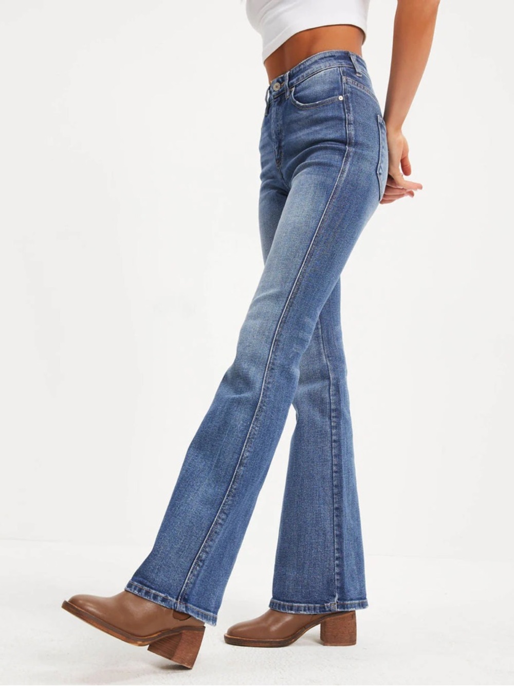 KanCan Mid-Blue High-Rise Flare Jeans